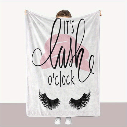 1pc Abstract Eyelashes Nap Blanket, Soft Air Conditioning Throw Blanket For Couch Bed Sofa Travelling, Birthday Gift