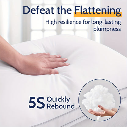 Premium Bed Pillows 2 pack, Fluffy and Supportive 7D Down Alternative Bed Pillow, Stomach or Side Sleepers, Luxury Soft Hotel Quality Relief Neck Head and Shoulder Pain, Machine Washable