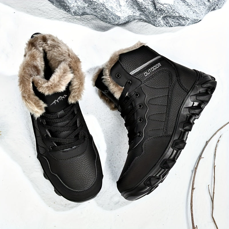 Men's Winter Snow Boots - Waterproof, Anti-Slip & Warm with Plus Velvet Lining for Skiing and Outdoor Activities
