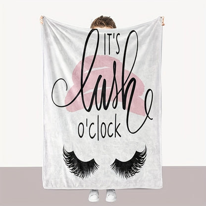 1pc Abstract Eyelashes Nap Blanket, Soft Air Conditioning Throw Blanket For Couch Bed Sofa Travelling, Birthday Gift