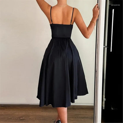 Casual Dresses Women Corsets Dress Summers V Neck Sleeveless Backless A Line Sexy Flowys Sundress Maxi Gifts 066C