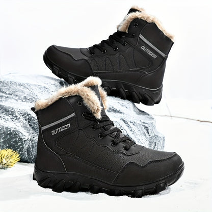 Men's Winter Snow Boots - Waterproof, Anti-Slip & Warm with Plus Velvet Lining for Skiing and Outdoor Activities