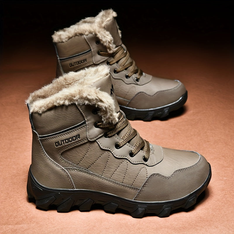Men's Winter Snow Boots - Waterproof, Anti-Slip & Warm with Plus Velvet Lining for Skiing and Outdoor Activities