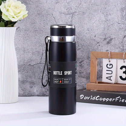 35oz Stainless Steel Insulated Mug - Leakproof, Portable Travel Jug with Sling for Outdoor Sports & Climbing