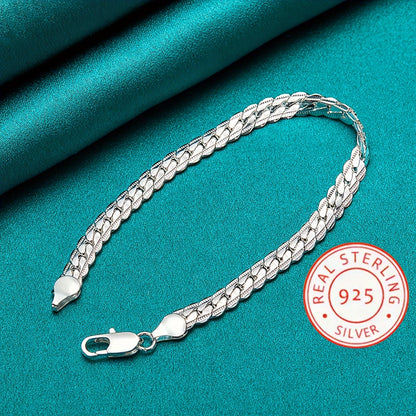 1pc Exquisite S925 Sterling Silver 5mm Cuban Chain Bracelet - Timeless Unisex Jewelry Gift for Men and Women - Hypoallergenic, Nickel-Free, Durable, and Stylish Accessory for Any Occasion