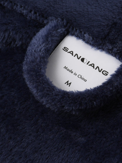 SANQIANG Men's Navy Blue Shawl Collar Bathrobes