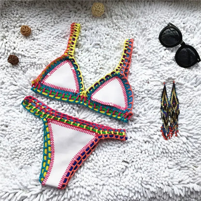 Bikini Designer Crochet Swimwear for Female Knitted Swimsuits Neoprene Bikini Beachwear Boho Style Swimsuit Two Pieces Bathng Suits