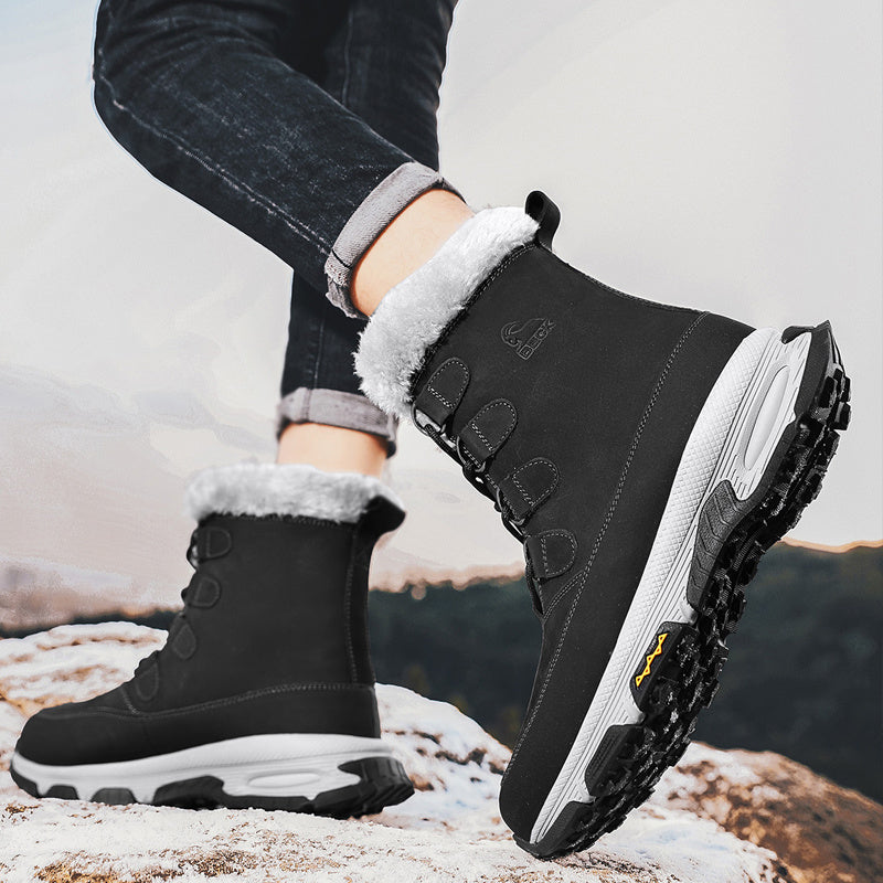 Men's High Top Warm Fleece Anti-skid Lace Up Hiking Snow Boots