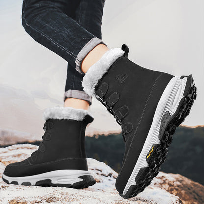 Men's High Top Warm Fleece Anti-skid Lace Up Hiking Snow Boots