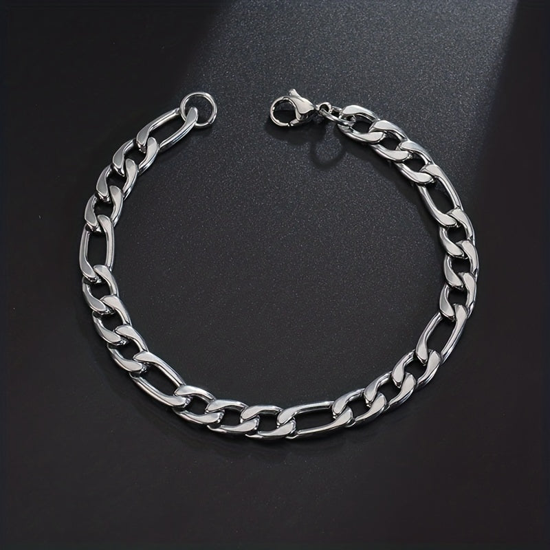 Y2K Inspired Unisex Stainless Steel Jewelry Set – Classic His & Hers Necklace and Bangle, Durable & Trendy
