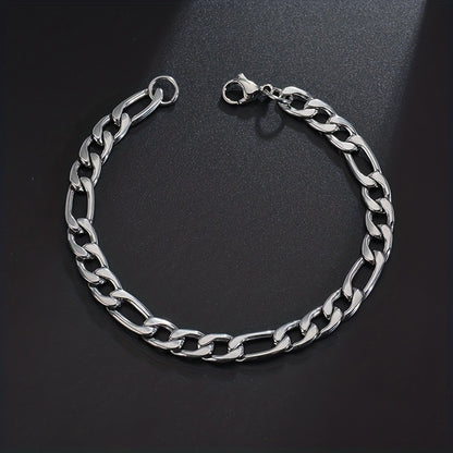 Y2K Inspired Unisex Stainless Steel Jewelry Set – Classic His & Hers Necklace and Bangle, Durable & Trendy
