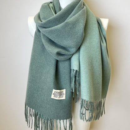 Double-Sided Two-Color Scarf - Soft, Warm, and Windproof Knitted Shawl for Unisex - Autumn Winter Coldproof Neck Guard with Tassel