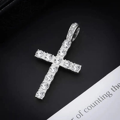Hip hop cross pendant necklace, Cuban chain necklace, fashion accessories for men and women, birthday gifts