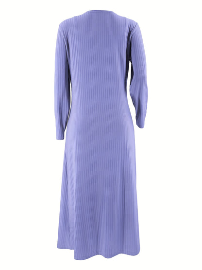 Two-Piece Solid Ribbed Long Sleeve Cardigan and Bodycon Cami Dress Set - Soft Mid-Elasticity Polyester Knit Fabric, Spaghetti Strap, All-Season Casual Wear - Comfortable and Versatile Outfit for Women