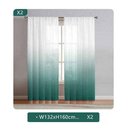 2 Panels Semi Sheer Gradient Color Curtains - Rod Pocket, Easy Hang, Light Filtering, Privacy Protection - For Living Room, Bedroom, Kitchen, Office, Study Decor
