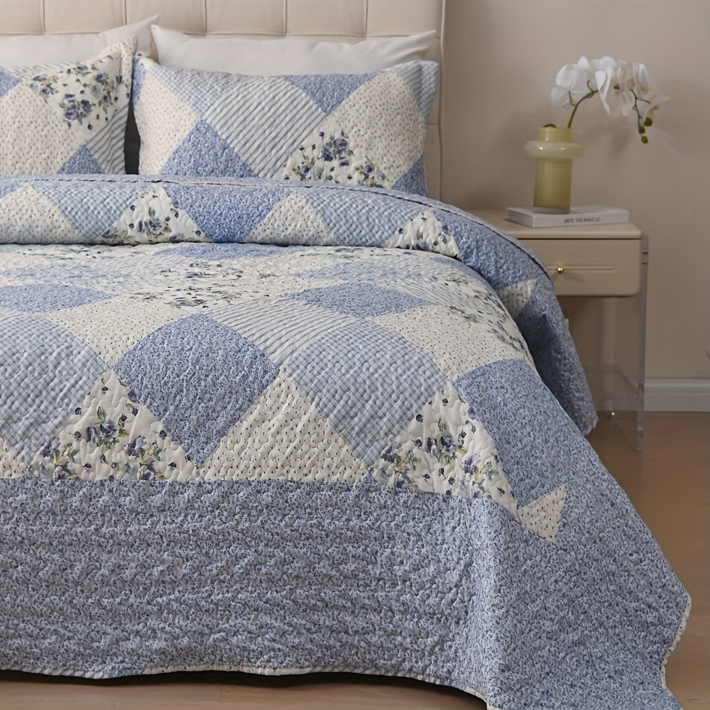 DAWN Bedding Set: Elegant Quilted Coverlet with Twin, Queen, and King Sizes, Soft and Breathable, Suitable for All Seasons - Includes 1 Twin Quilt, 2 Standard Shams, and 2 King Shams