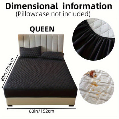 1pc Solid Color Luxurious Mattress Protector - Waterproof, Soft & Cozy Cover - Non-slip All-inclusive Guest Room Bedding - Excludes Pillowcase & Pillow Insert