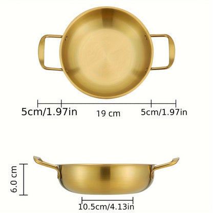 1pc Deluxe Golden Stainless Steel Ramen Pot - Multi-Use Hot Pot for Soup & Seafood - Durable Kitchen Cookware for Home & Restaurant