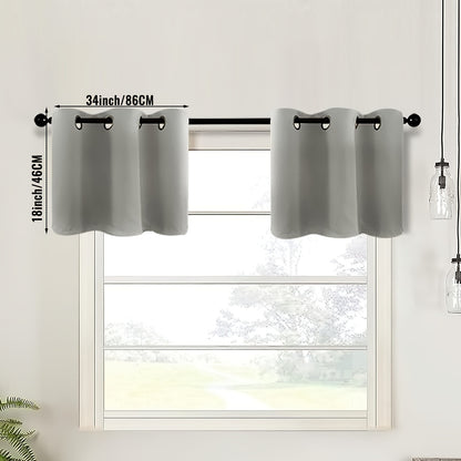 2-Piece Blackout Valance Panels - Room Darkening, Grommet Top, Half Window Treatment for Kitchen, Bathroom, Basement, Living Room, Office - Easy Home Decor Solution