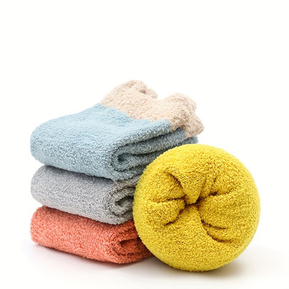 3 Pairs Of Baby Girl's Non Slip Floor Socks With Cute Decoration, Comfy Breathable Thermal Socks, Winter & Autumn