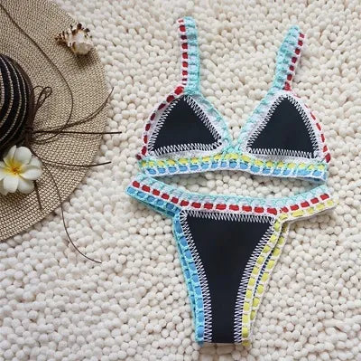Bikini Designer Crochet Swimwear for Female Knitted Swimsuits Neoprene Bikini Beachwear Boho Style Swimsuit Two Pieces Bathng Suits