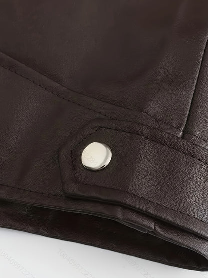 Plus Size Men's Fashionable PU Leather Locomotive Jacket - Stylish, Warm, and Water-Resistant - Perfect for Fall and Winter Seasons
