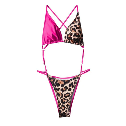 Women Leopard Swimsuits Womes Swimwear  NEW Sexy Leopard Bikini Set Two Pieces Halter Bathing Suit Biquinis