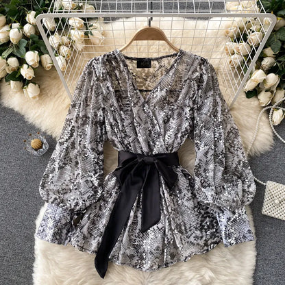SINGREINY Women Design Mesh Blouse Korean Fashion Bow Collar Lantern Sleeve Tops Autumn Casual Loose Chic Streetwear Blouses 220407