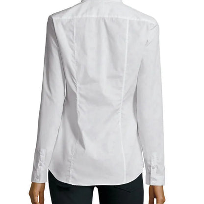 22ss Designer Womens Shirts Blouses Tees Smooth Fabric Paris Letters Double Letter Clothes Women Real Womens Long Sleeved Shirt Black White Lapel Top SIZE S-XXL