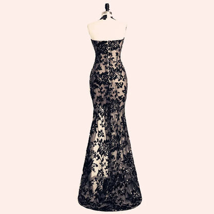 Elegant Beading Split Evening Dresses Rami Salamoun Appliqued High Neck Mermaid Sequins Long Prom Dress Real Images Formal Gowns
