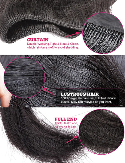 greatremy 100 brazilian virgin hair bundles silky straight mix length 3pcs lot human hairweaves hair extensions natural color