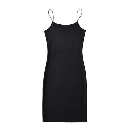 Zllkl Lila Solid Color Slip Spaghetti Strap Stretch Slim Square Neck Casual Mini Dress