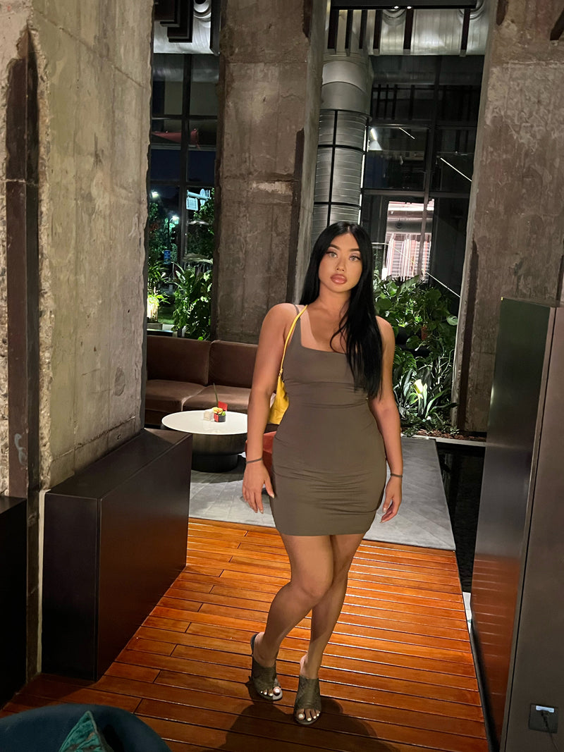 Zllkl Sinthia Solid Color Spaghetti Strap Slim Square Neck Mini Dress