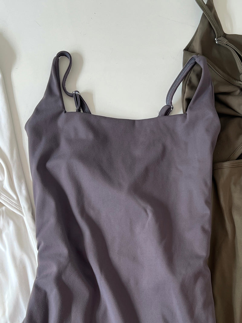 Zllkl Sinthia Solid Color Spaghetti Strap Slim Square Neck Mini Dress