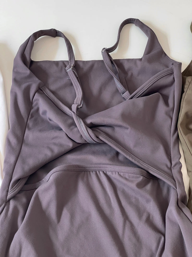 Zllkl Sinthia Solid Color Spaghetti Strap Slim Square Neck Mini Dress
