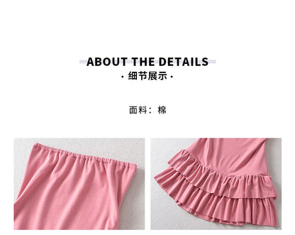 Zllkl Naya Solid Color Slim Folds Bandeau Double Ruffled Layer Mini Dress