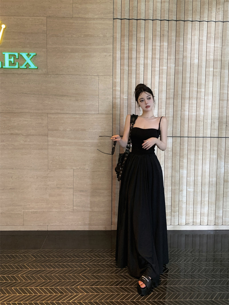 Zllkl Riley Solid Color French Vintage Knitted Slip Backless A-Line Long Maxi Dress