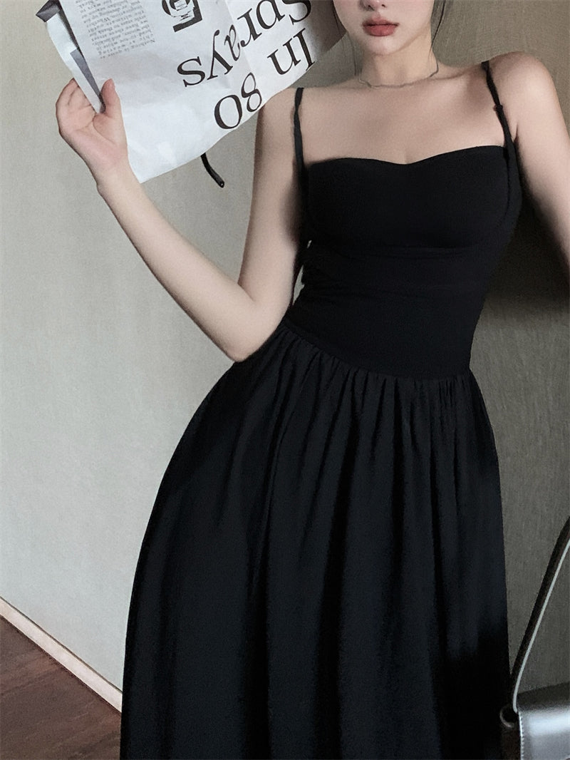 Zllkl Riley Solid Color French Vintage Knitted Slip Backless A-Line Long Maxi Dress