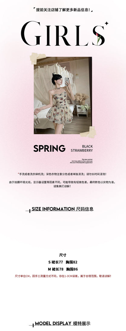 Zllkl Marinette White French Oil Painting Floral Slip V-Neck Mini Dress
